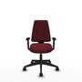 Chaise Elche Asynchrone Cuir écologique Bordeaux Base pyramidale noire Accoudoir 1D Sans appui-tête Roulettes 65mm nylon