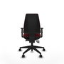 Chaise Elche Asynchrone Cuir écologique Bordeaux Base pyramidale noire Accoudoir 1D Sans appui-tête Roulettes 65mm nylon