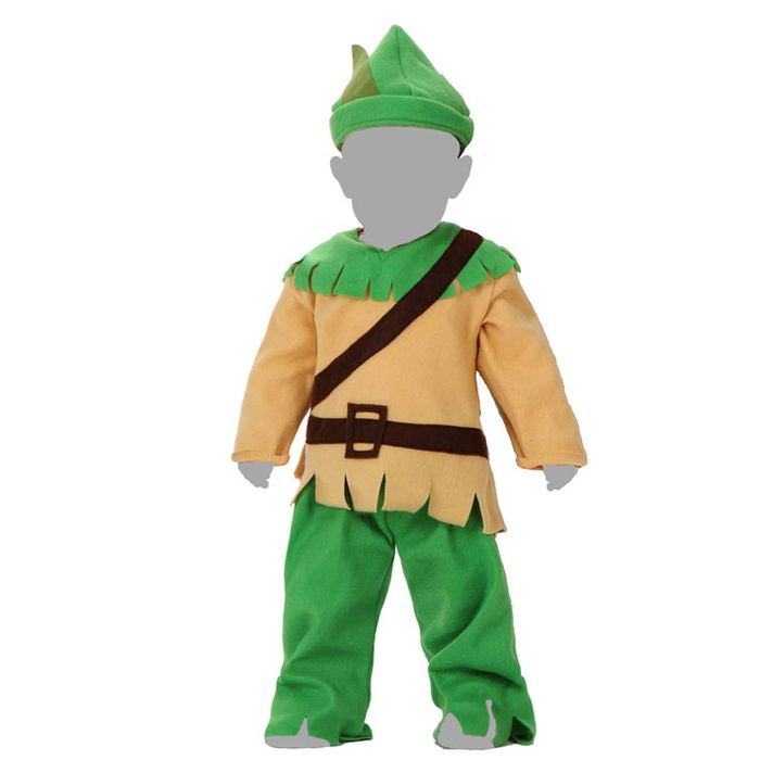 Déguisement Bébé Lutin / Robin Hood 24 Mois, Vert avec détails marron - Ensemble 3 pièces (chapeau, haut, pantalon) en polyester
