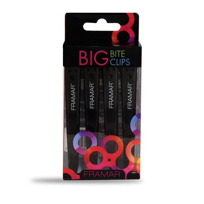 Framar - Big Bite Clips, Pack de 4, Super forts avec bord denté, pour tous types de cheveux
