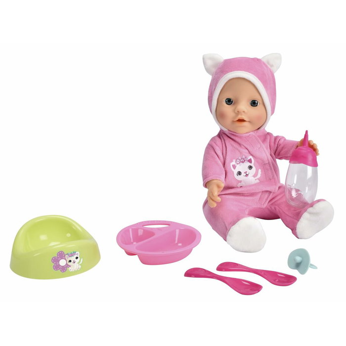 Smoby New Baby Born 30cm - Poupée Fille en Pyjama Chat