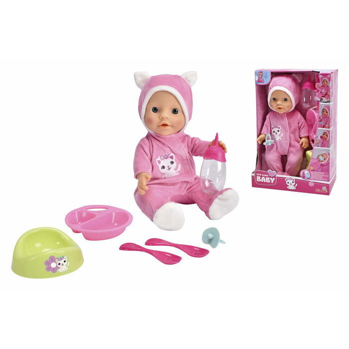 Smoby New Baby Born 30cm - Poupée Fille en Pyjama Chat