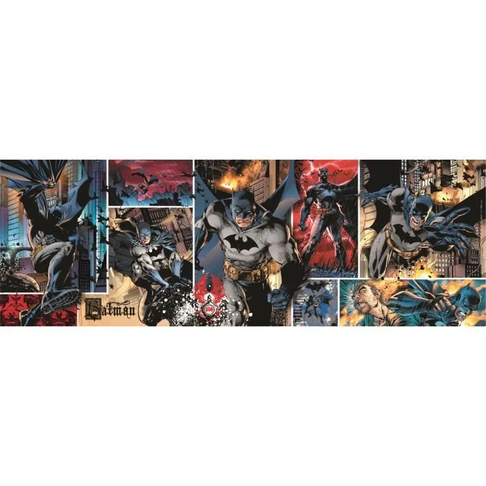 Clementoni - Compact - Puzzle Panorama de 1000 Pièces Batman - 98 x 33 cm - Avec Poster Inclus - Pour Collection et Cadeau
