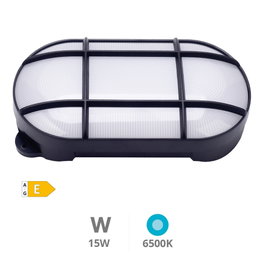 GSC Evolution Applique LED ovale Cercis avec grille, 15W, 6500K, Noir
