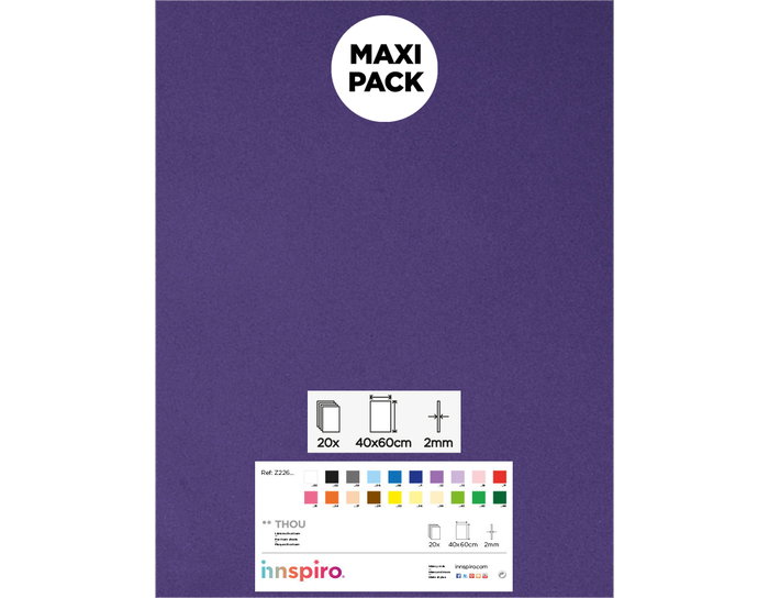 Innspiro Goma EVA lila fort, 20 feuilles de 40x60cm x 2mm Innspiro Goma EVA lila fort, 20 feuilles de 40x60cm x 2mm