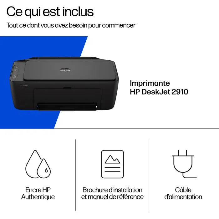 HP DeskJet 2910 - Imprimante multifonction couleur jet d'encre sans fil - 3 mois Instant Ink inclus avec HP+ HP DeskJet 2910 - Imprimante multifonction couleur jet d'encre sans fil - 3 mois Instant Ink inclus avec HP+