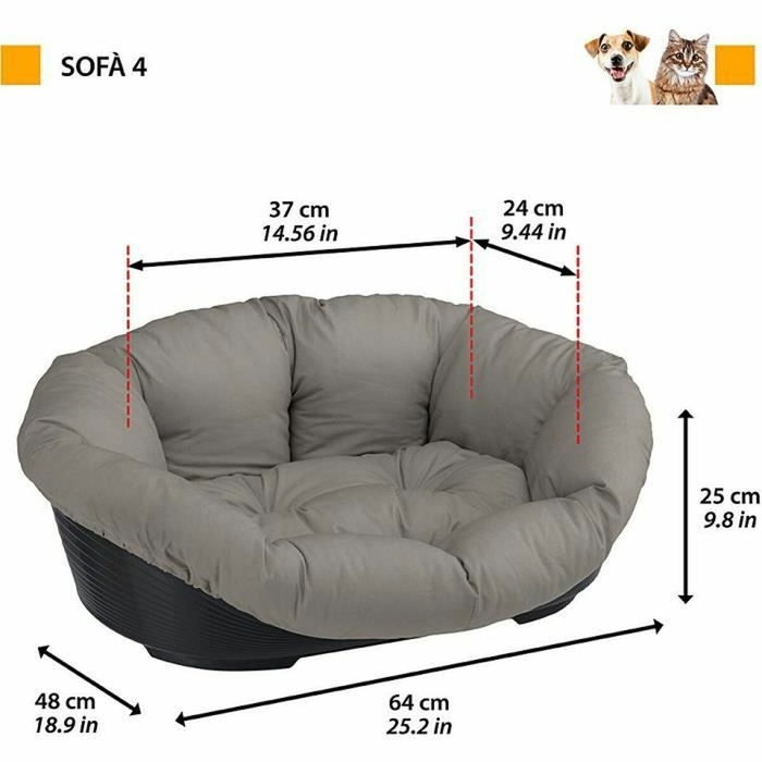 Ferplast Panier corbeille coussin gris - Taille M - 64 x 48 x 25 cm