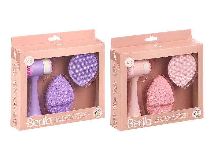BERILO Set d'exfoliation faciale 3 pièces Lila + Rosa