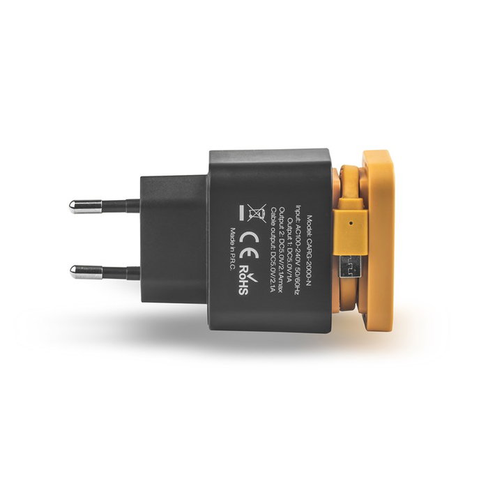 Elbe CARG-2000-N Chargeur USB mural double port 2.1A + 1A avec câble Micro USB intégré pour Android Elbe CARG-2000-N Chargeur USB mural double port 2.1A + 1A avec câble Micro USB intégré pour Android