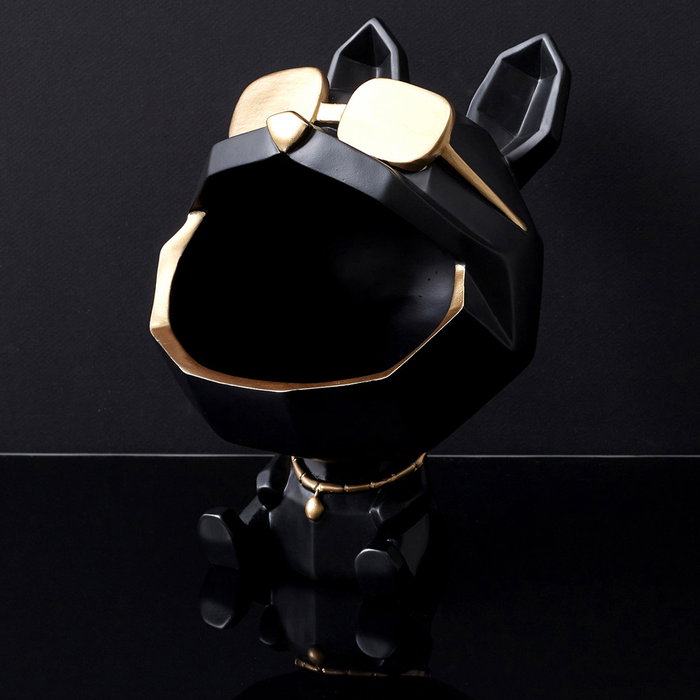 Home Deco Factory Sculpture vide-poches chien avec lunettes noir Home Deco Factory Sculpture vide-poches chien avec lunettes noir