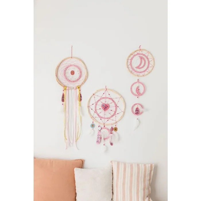 Sycomore Lovely Box SYCOMORE - Attrape-rêves géants en rotin à créer soi-même - Kit d'activité créative avec fils, perles et plumes - Dès 8 ans