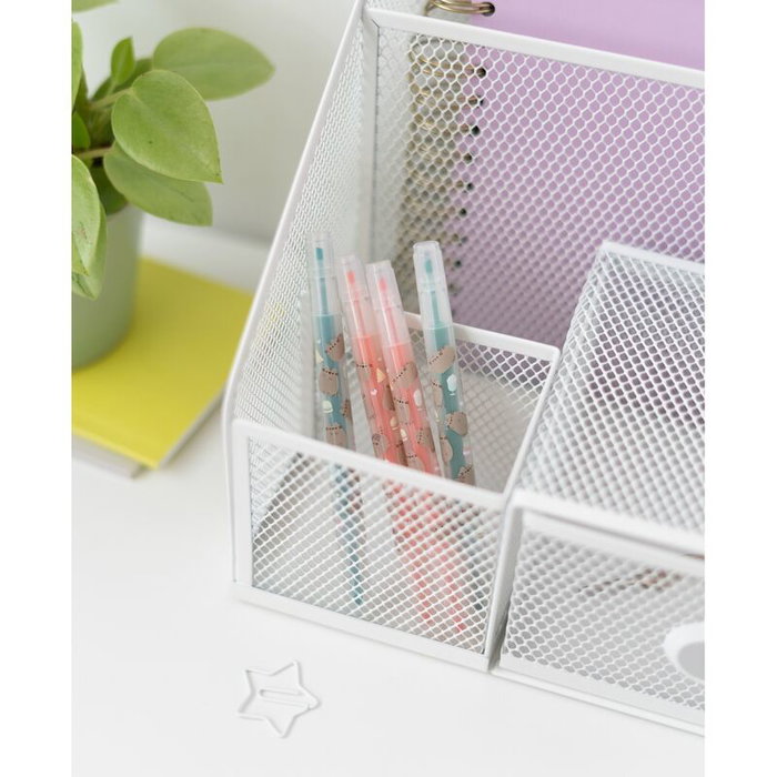 ERIK - Set de 4 Surligneurs Foodie Thème Pusheen - Pastels à deux pointes avec étui PVC