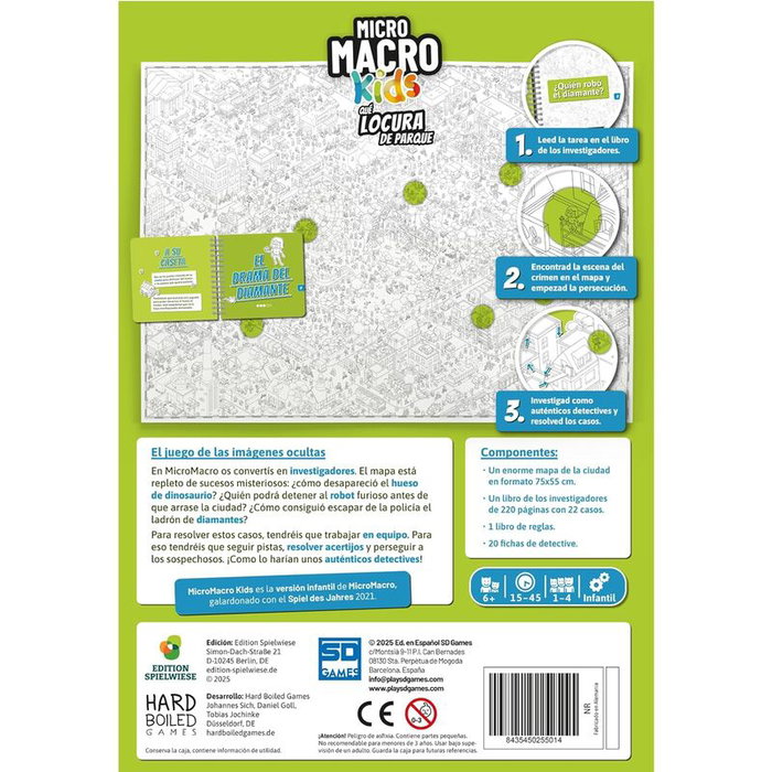 SD GAMES Que Locura de Parque - Jeu de société d'enquête coopératif en espagnol, logique et déduction, à partir de 6 ans, 1 à 4 joueurs