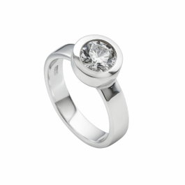 Diamonfire Bague en Argent de Loi avec Zirconia 8mm, Taille 16,5