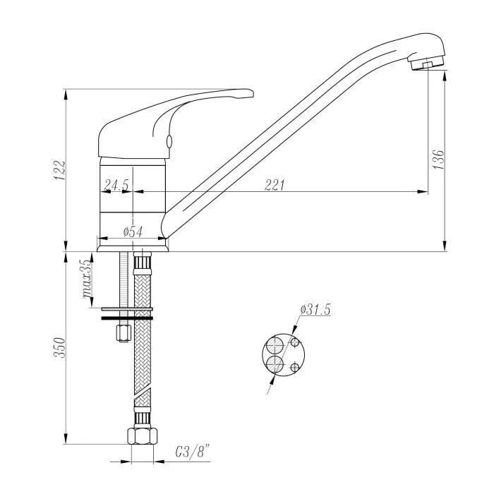 Mitigeur d'évier RAVEA Edouard Rousseau - Chromé - Fabrication française certifiée NF - Cartouche céramique 40 mm - Laiton