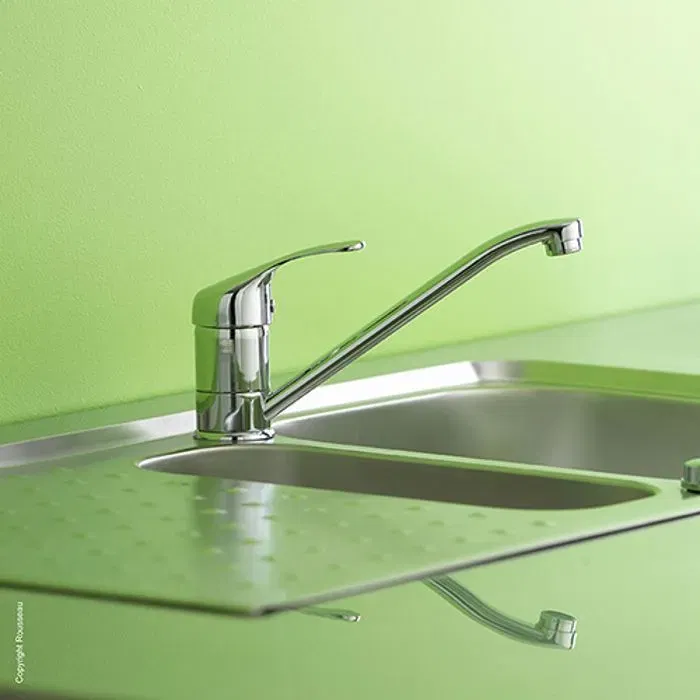 Mitigeur d'évier RAVEA Edouard Rousseau - Chromé - Fabrication française certifiée NF - Cartouche céramique 40 mm - Laiton