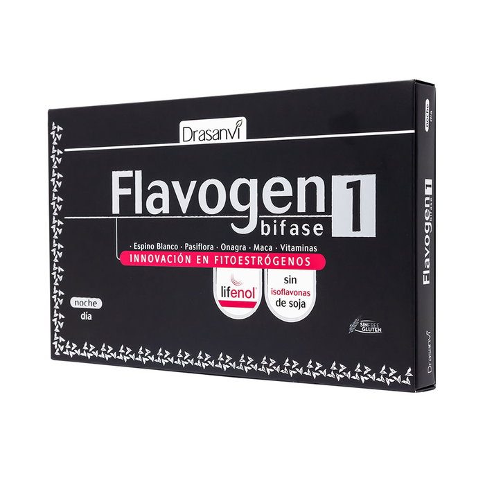 Drasanvi Flavogen Biphase - Complément alimentaire 60 gélules - Jour et nuit, sans soja, avec 8-PN, Maca, Aubépine Drasanvi Flavogen Biphase - Complément alimentaire 60 gélules - Jour et nuit, sans soja, avec 8-PN, Maca, Aubépine