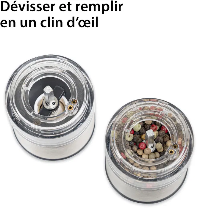 Ade Moulin à poivre et sel électrique en acier inoxydable, 22.5 cm, avec broyeur en céramique, lumière LED et piles AAA incluses (Rouge) Ade Moulin à poivre et sel électrique en acier inoxydable, 22.5 cm, avec broyeur en céramique, lumière LED et piles AAA incluses (Rouge)