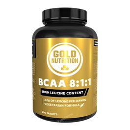 Gold Nutrition BCAA 8:1:1 - 200 Comprimés - Acides aminés branchés (Leucine, Isoleucine, Valine) pour la synthèse protéique et la récupération musculaire
