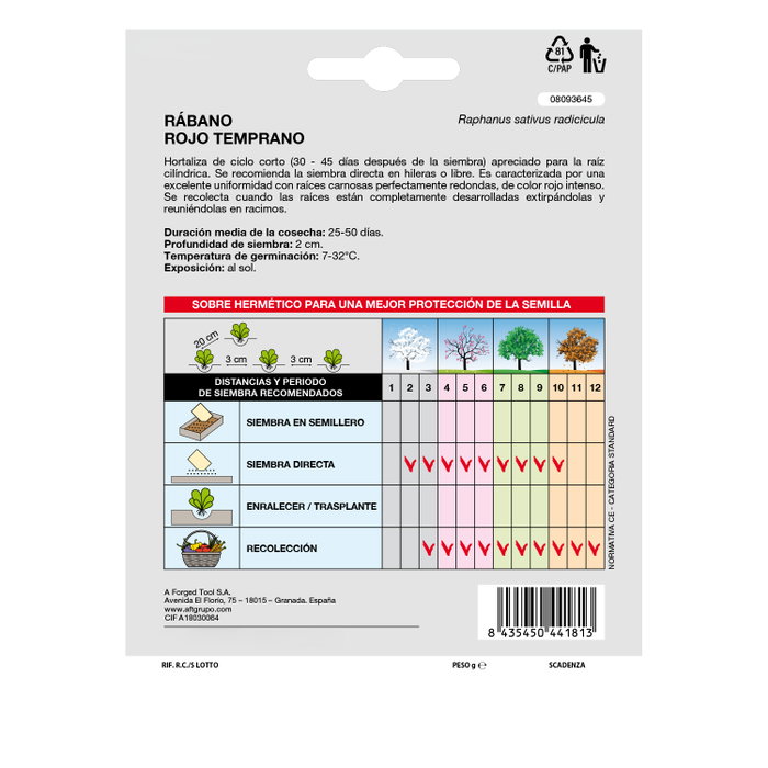 SATURNIA Semences de Radis Rouge Précoce (8g)