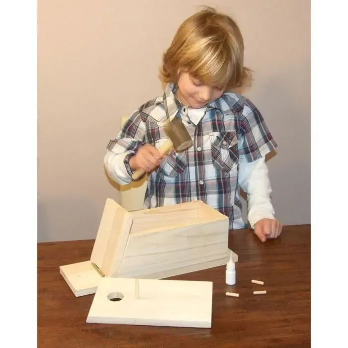 Kerbl Nichoir en bois à monter soi-même pour oiseaux sauvages avec couvercle rabattable et perchoir - 36 x 12 x 14 cm