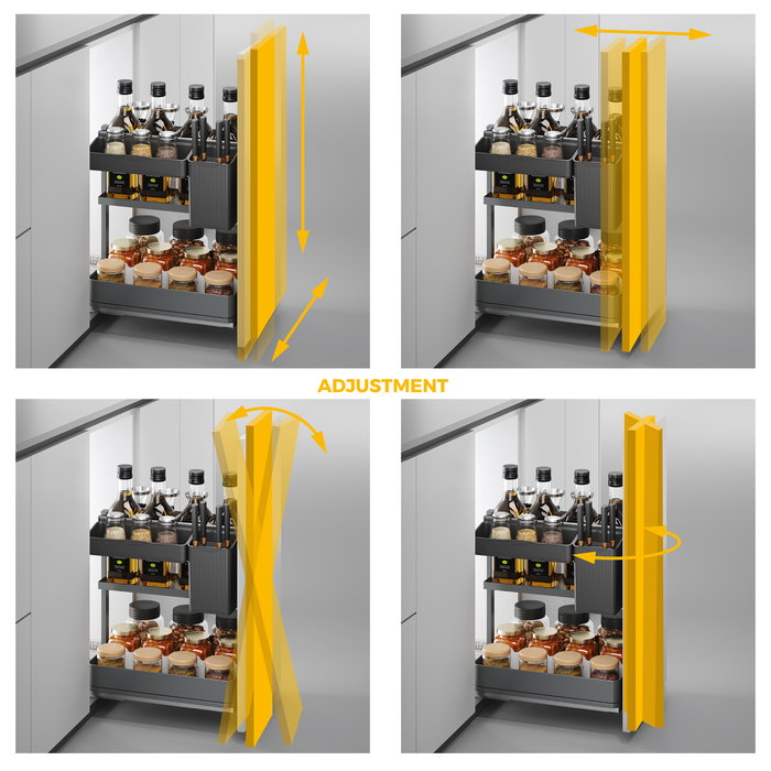 Emuca Chariot extractible avec paniers et accessoires Harmony avec fermeture à amortie, Module largeur 300mm hauteur 700mm, Acier et Bois, Gris anthracite