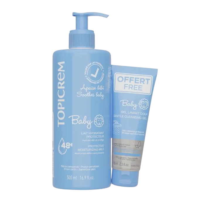 Topicrem Lait Hydratant Bébé 500 ml + Gel Nettoyant 75 ml Topicrem Lait Hydratant Bébé 500 ml + Gel Nettoyant 75 ml