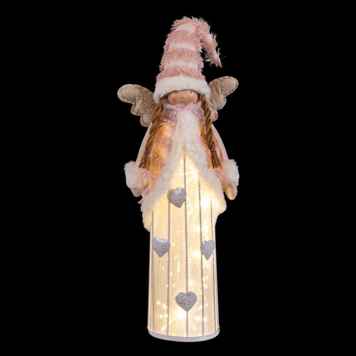 BigBuy Home Décorations de Noël Rose Ange 16 x 11 x 48 cm