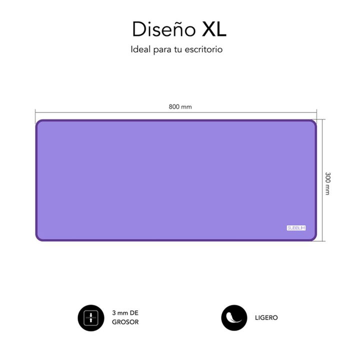 Subblim Souris + Tapis de Souris XL Harmony, Souris Sans Fil Silencieuse, Tapis 800x300mm, Antidérapant, Violet