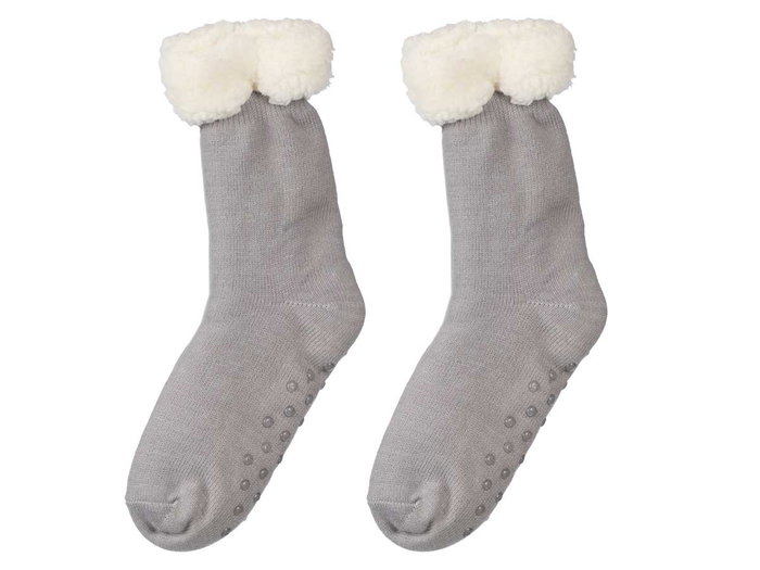 GIFTDECOR Chaussettes Sherpa pour enfants Gris clair