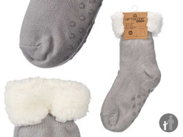 GIFTDECOR Chaussettes Sherpa pour enfants Gris clair