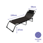 Marbueno Tumbona Plegable Acier avec Coussin Jardin et Piscine 190x58x27 cm Noire 10004