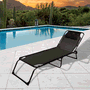 Marbueno Tumbona Plegable Acier avec Coussin Jardin et Piscine 190x58x27 cm Noire 10004