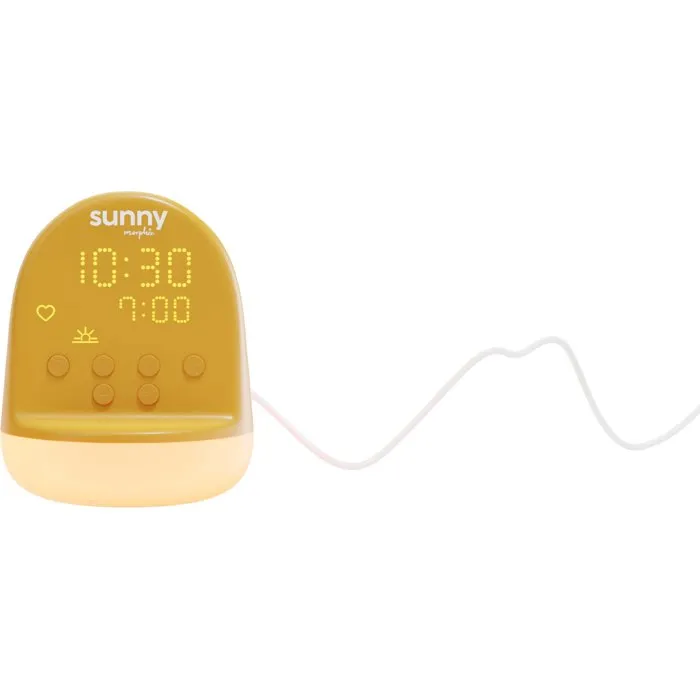 MORPHÉE - RÉveil éducatif et veilleuse enfant SUNNY avec 365 découvertes audio, musiques douces et sons naturels - Jaune
