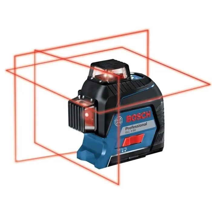 Bosch Professional Laser de Niveau 3 Lignes 360° GLL 3-80 (0601063S00) - Grande Visibilité pour Mise à Niveau