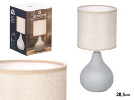 Giftdecor Lampe de Table Abombado Gris 13x20x13 cm Céramique Plastique Métal Tissu (Set de 12)