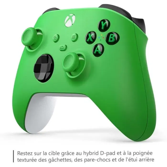 Microsoft Manette sans fil Xbox Velocity Green - Design modernisé avec surfaces texturées, bouton de partage et connexion rapide Microsoft Manette sans fil Xbox Velocity Green - Design modernisé avec surfaces texturées, bouton de partage et connexion rapide