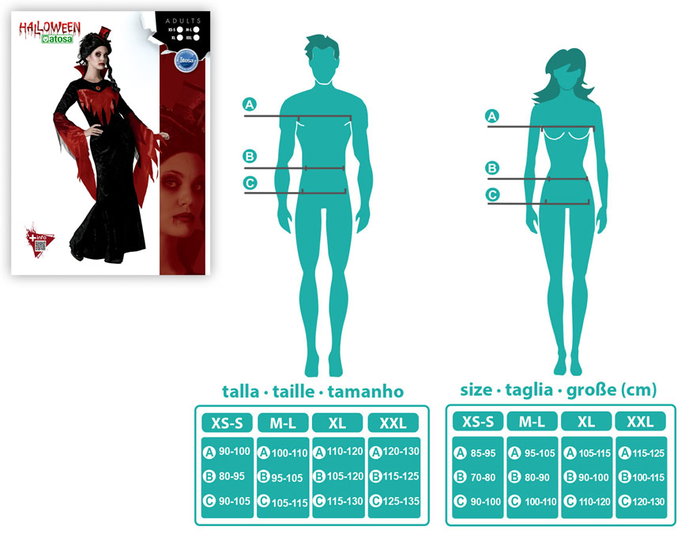 Disfraz Vampiresa Classique - Robe Noire Femme Halloween Adulte Taille XL - Polyester Disfraz Vampiresa Classique - Robe Noire Femme Halloween Adulte Taille XL - Polyester