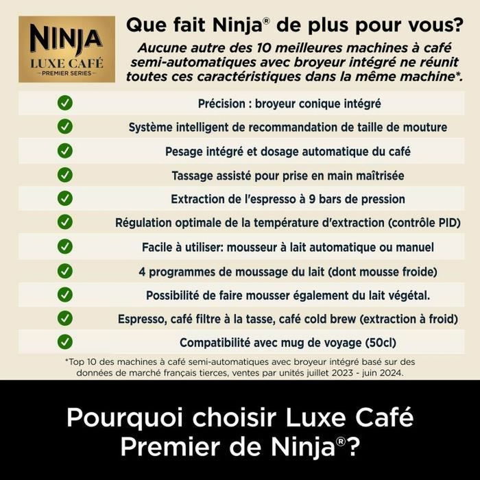 SharkNinja ES601EU Machine à café avec portafiltre Luxe Cafe Premier - Argent/Noir