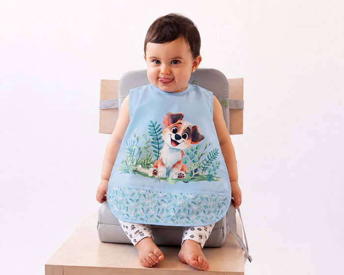 KioKids Babero Imperméable avec Poche Bleu pour Bébé +4 Mois Polièster TPU