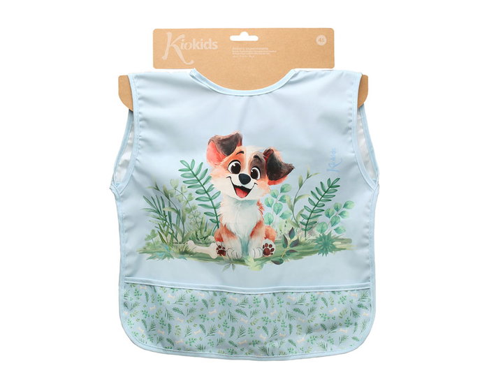 KioKids Babero Imperméable avec Poche Bleu pour Bébé +4 Mois Polièster TPU
