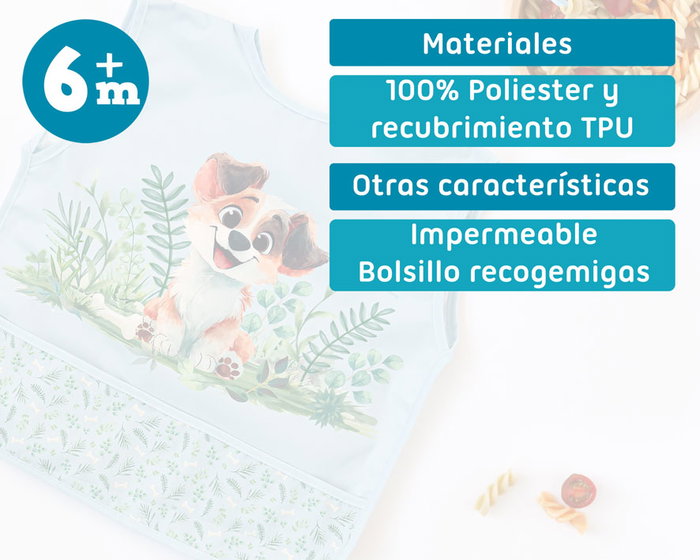 KioKids Babero Imperméable avec Poche Bleu pour Bébé +4 Mois Polièster TPU
