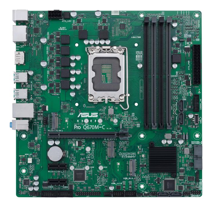 Asus Pro Q670 Carte mère Micro-ATX pour entreprise avec Intel vPro, socket LGA1700, support 12ème Gen, gestion ASUS Control Center