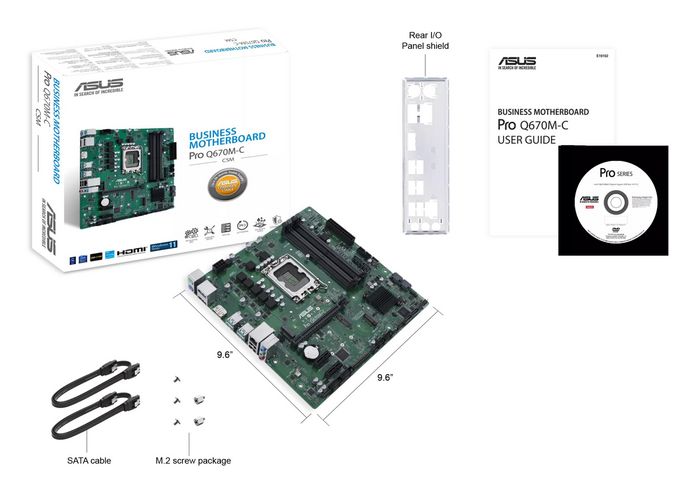 Asus Pro Q670 Carte mère Micro-ATX pour entreprise avec Intel vPro, socket LGA1700, support 12ème Gen, gestion ASUS Control Center