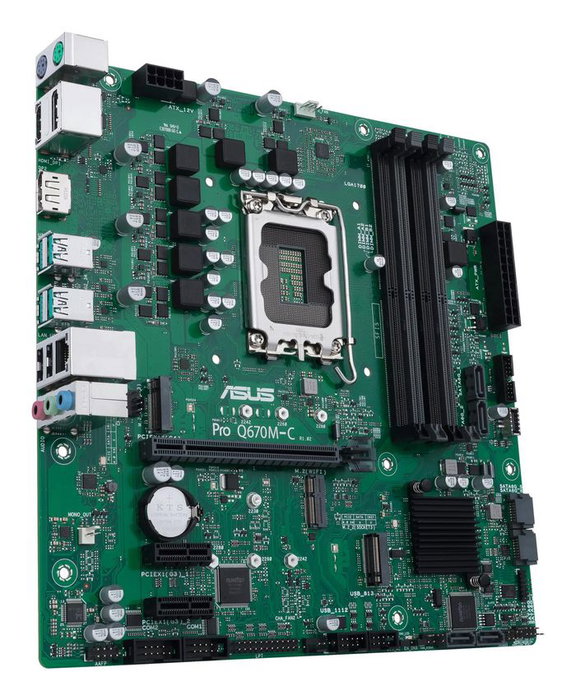 Asus Pro Q670 Carte mère Micro-ATX pour entreprise avec Intel vPro, socket LGA1700, support 12ème Gen, gestion ASUS Control Center