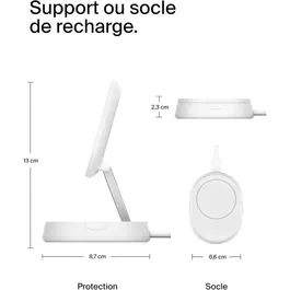 Belkin Support de Charge Magnétique Qi2 15W pour Recharge Sans Fil Rapide - Blanc