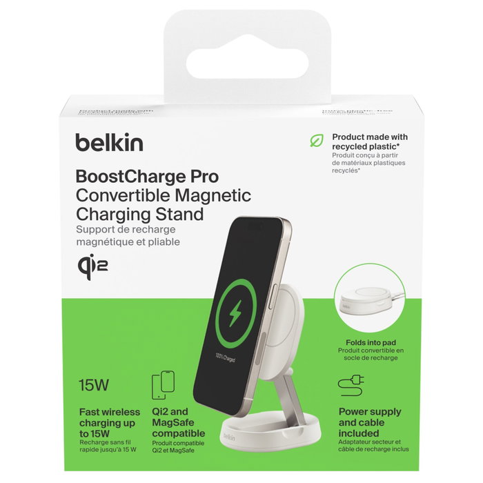 Belkin Support de charge magnétique Qi2 15W Blanc