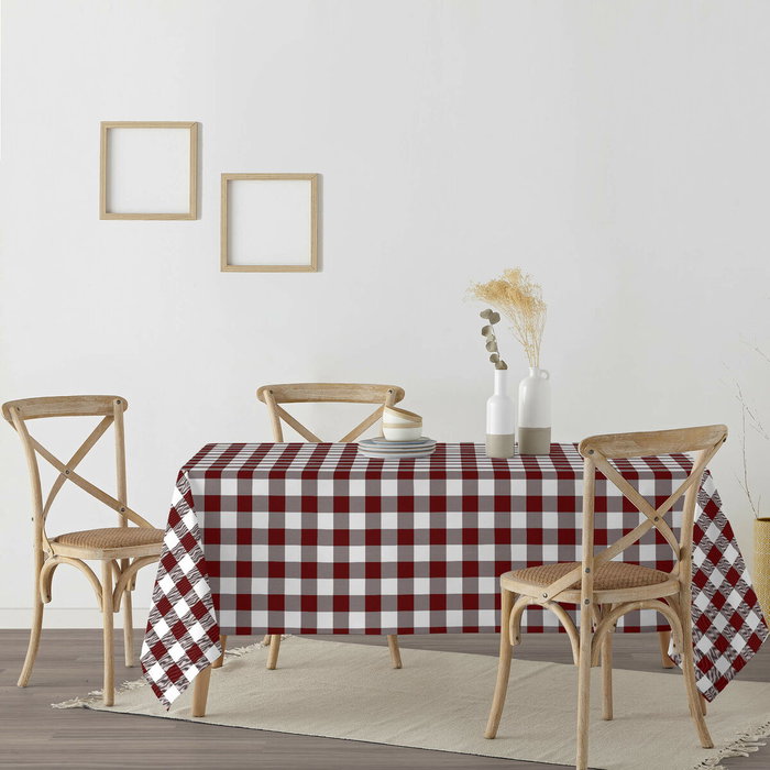Nappe enduite antitache Belum Cuadros Bordeaux 150 x 150 cm Carreaux