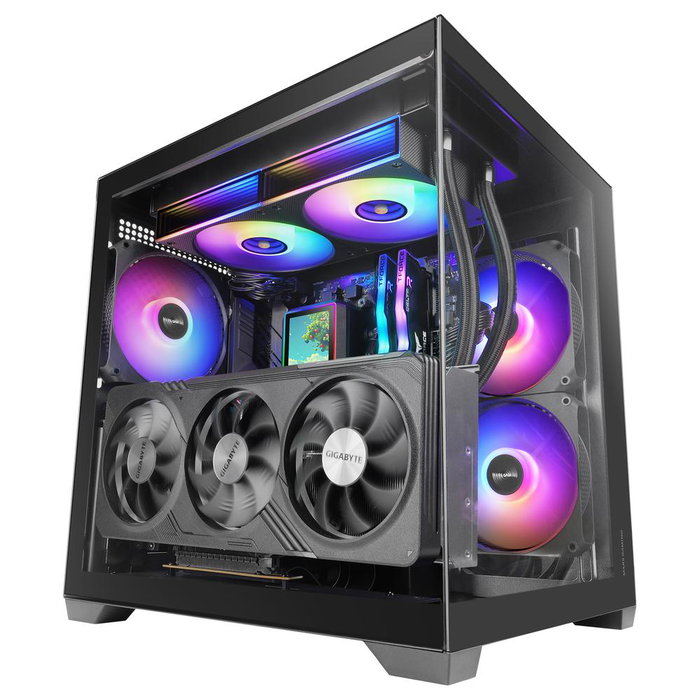 Mars Gaming MC-VIEW3 Boîtier PC MicroATX Mini Tower Noir Vitre Trempée ARGB USB-C