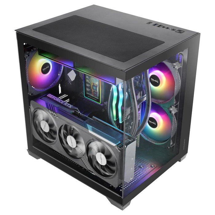 Mars Gaming MC-VIEW3 Boîtier PC MicroATX Mini Tower Noir Vitre Trempée ARGB USB-C